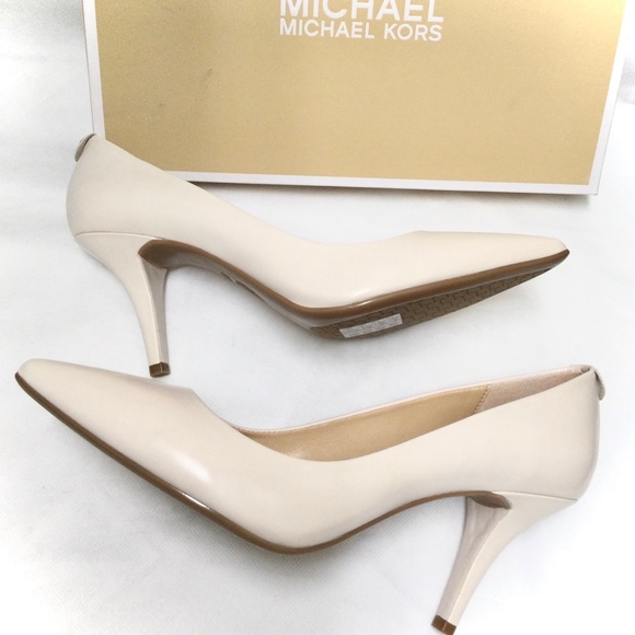 Michael Kors Flex Pump Heels Leather Vanilla Ivory - Picture 12 of 15